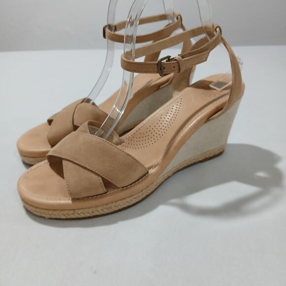 UGG Wedge Sandals Womens 9 Tan Leather Ankle Strap Espadrille - Picture 10 of 10